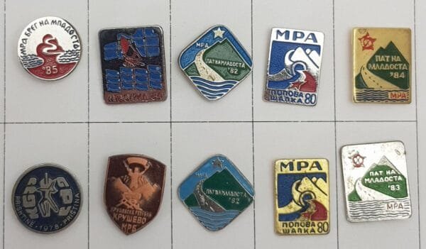 YUGOSLAVIA Communist Youth Labour Action / various lapel pins lot / 10 pcs.