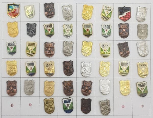 YUGOSLAVIA Serbia / Communist Youth Labour Action / ORA Ibar / lapel pins lot / 44 pcs.