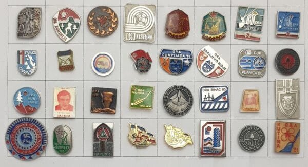 YUGOSLAVIA Communist Youth Labour Action / various lapel pins lot / 32 pcs.