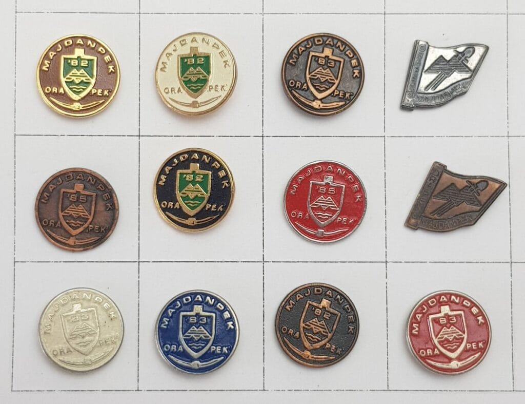 YUGOSLAVIA Serbia / Communist Youth Labour Action / ORA Majdanpek / lapel pins lot / 12 pcs.