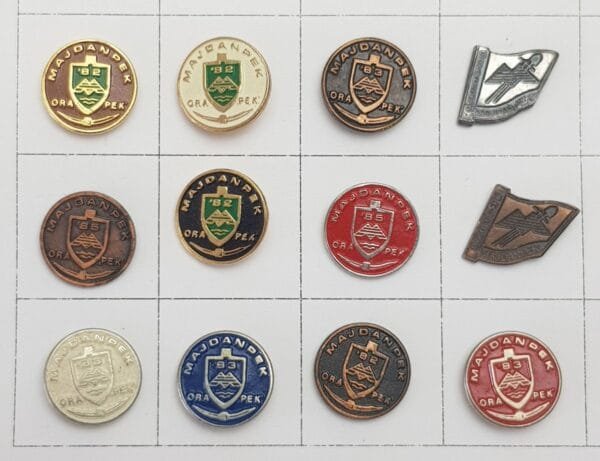 YUGOSLAVIA Serbia / Communist Youth Labour Action / ORA Majdanpek / lapel pins lot / 12 pcs.