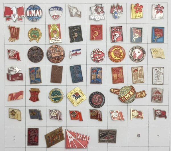 YUGOSLAVIA and other countries / Celebration of May 1st / lapel pins lot / 51 pcs.