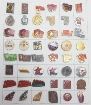 YUGOSLAVIA Various Communist themed lapel pins lot / 48 pcs.