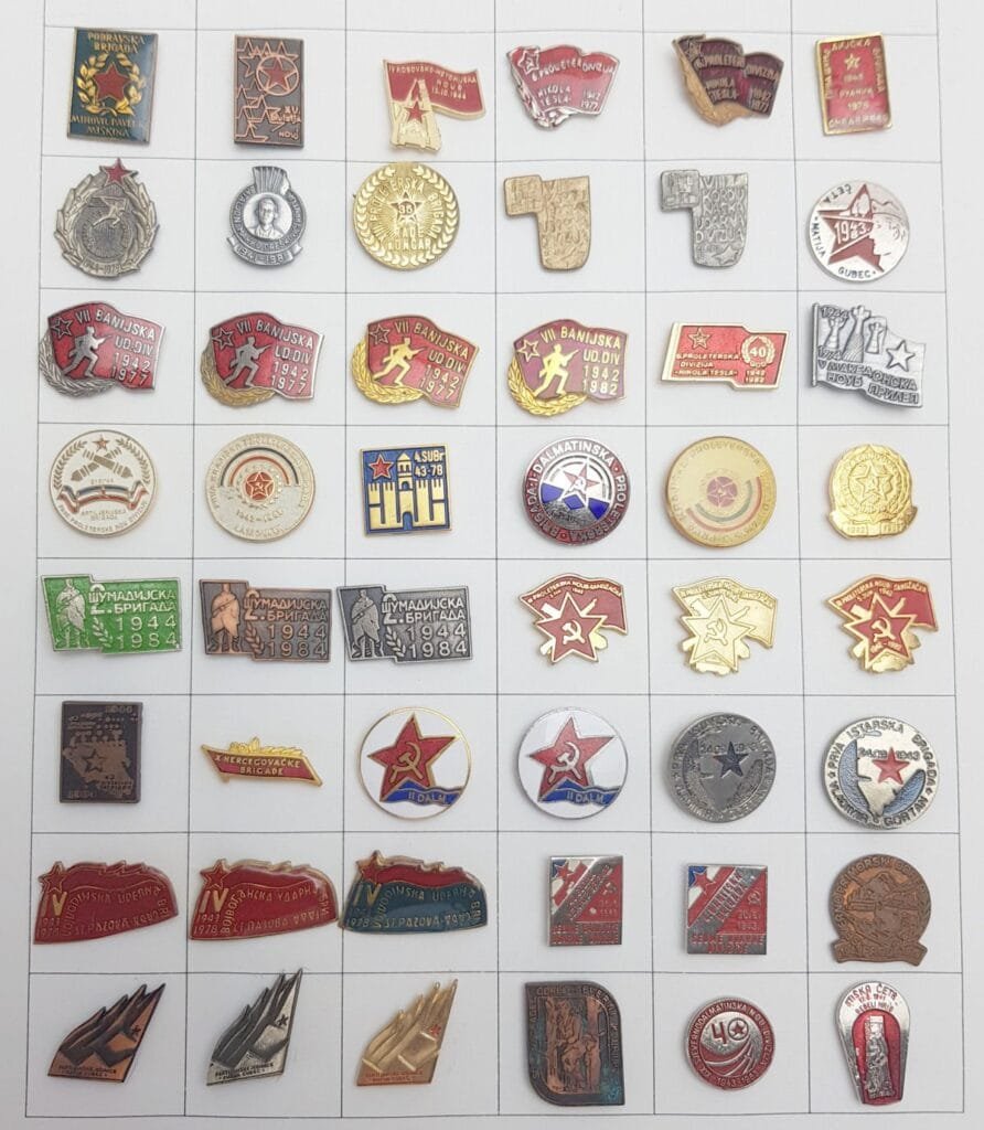 YUGOSLAVIA Various Communist themed lapel pins lot / 48 pcs.