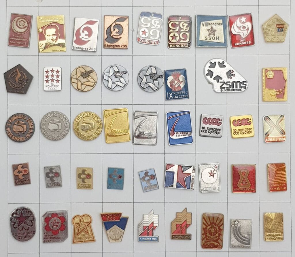 YUGOSLAVIA Various Communist themed lapel pins lot / 44 pcs.