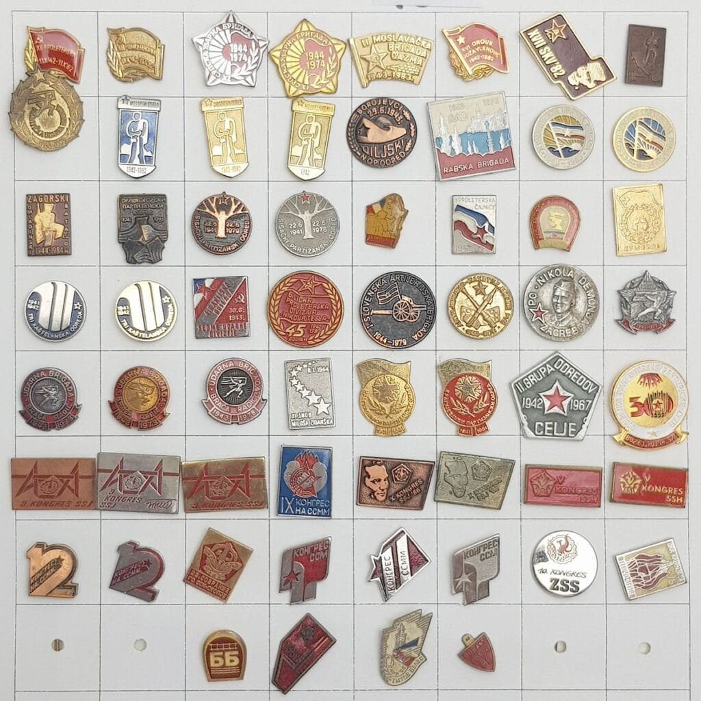 YUGOSLAVIA Various Communist themed lapel pins lot / 60 pcs.
