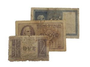 ITALY WWII era low grade / banknotes lot / 3 pcs.