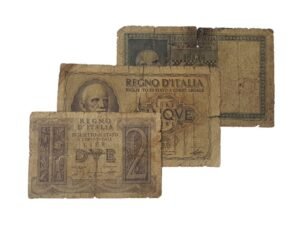 ITALY WWII era low grade / banknotes lot / 3 pcs.