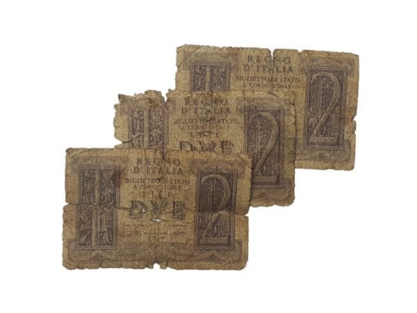 ITALY WWII era low grade / banknotes lot / 3 pcs.