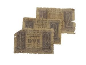 ITALY WWII era low grade / banknotes lot / 3 pcs.