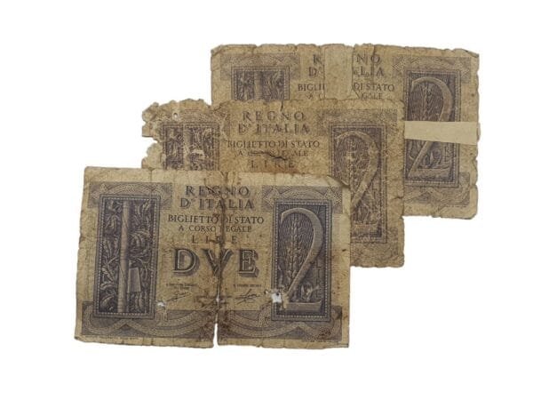 ITALY WWII era low grade / banknotes lot / 3 pcs.