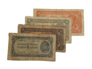 YUGOSLAVIA WWII era low grade / banknotes lot / 4 pcs.