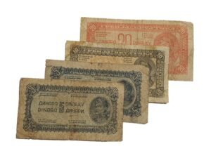 YUGOSLAVIA WWII era low grade / banknotes lot / 4 pcs.