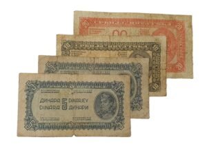 YUGOSLAVIA WWII era low grade / banknotes lot / 4 pcs.