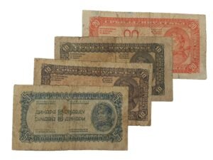 YUGOSLAVIA WWII era low grade / banknotes lot / 4 pcs.