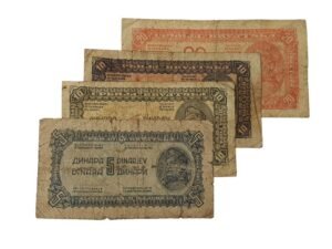 YUGOSLAVIA WWII era low grade / banknotes lot / 4 pcs.