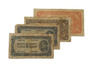 YUGOSLAVIA WWII era low grade / banknotes lot / 4 pcs.