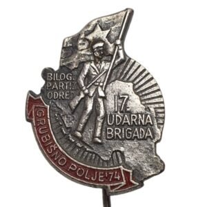 YUGOSLAVIA Croatia / 17th Storm Brigade of WWII Partisan Units / Grubišno Polje / lapel pin