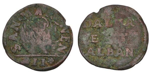 ITALY 2 soldi ND(1691-1709) / Venice / issue for Dalmatia and Albania / F