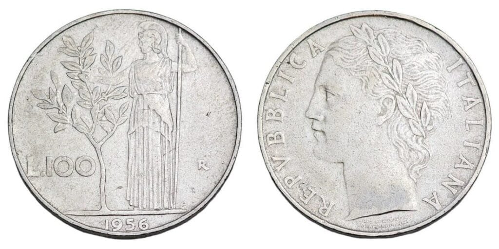 ITALY 100 lire 1956 VF