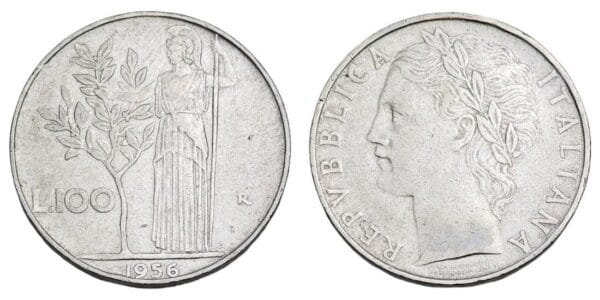 ITALY 100 lire 1956 VF