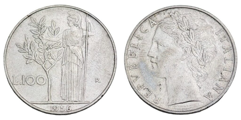 ITALY 100 lire 1956 VF