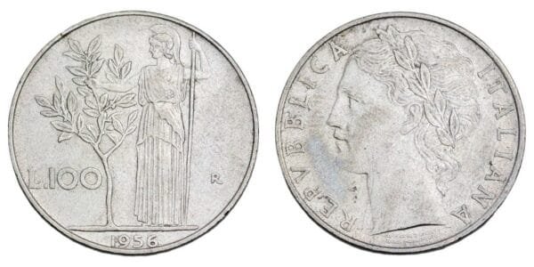 ITALY 100 lire 1956 VF