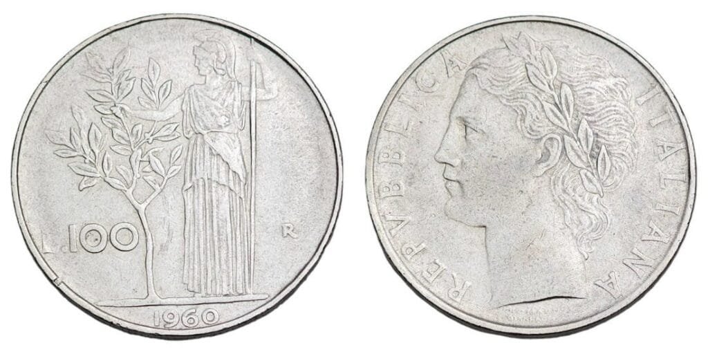ITALY 100 lire 1960 VF