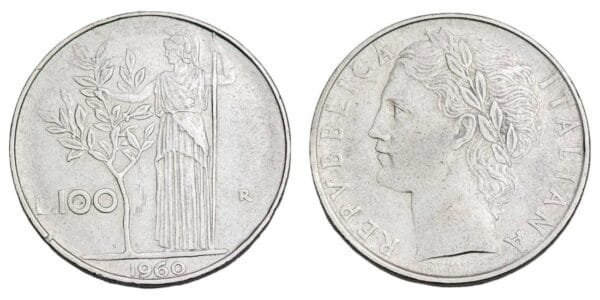 ITALY 100 lire 1960 VF