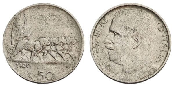 ITALY 50 centesimi 1920 VF