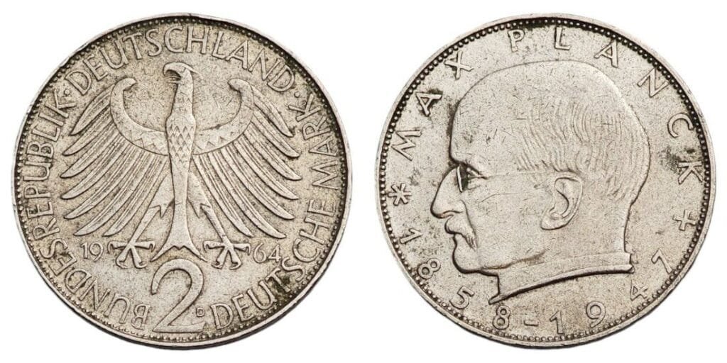 GERMANY 2 mark 1964D / Max Planck / VF