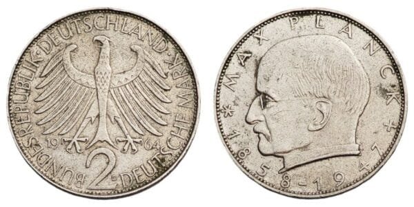 GERMANY 2 mark 1964D / Max Planck / VF