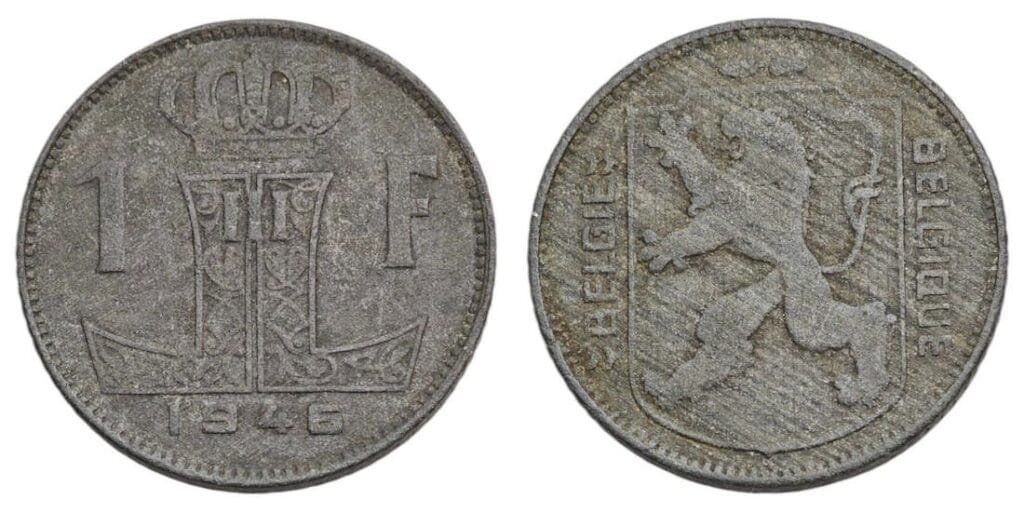 BELGIUM 1 franc 1946 / Dutch-French text / VF