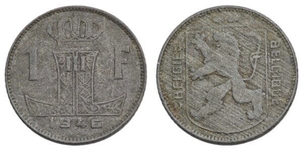 BELGIUM 1 franc 1946 / Dutch-French text / VF