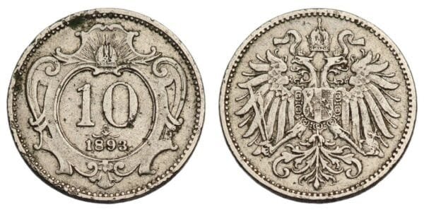 AUSTRIA 10 heller 1893 VF-