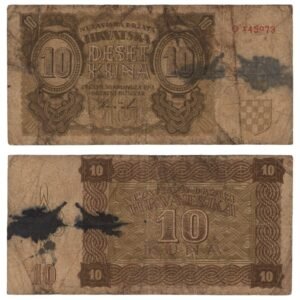 CROATIA 10 kuna 1941 / 1 letter / WWII Ustasa Germany Italy ally / VG