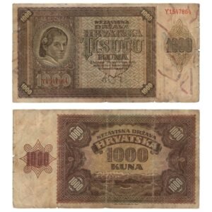 CROATIA 1000 kuna 1941 / WWII Ustasa Germany Italy ally / VF-