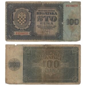 CROATIA 100 kuna 1941 / WWII Ustasa Germany Italy ally / F-