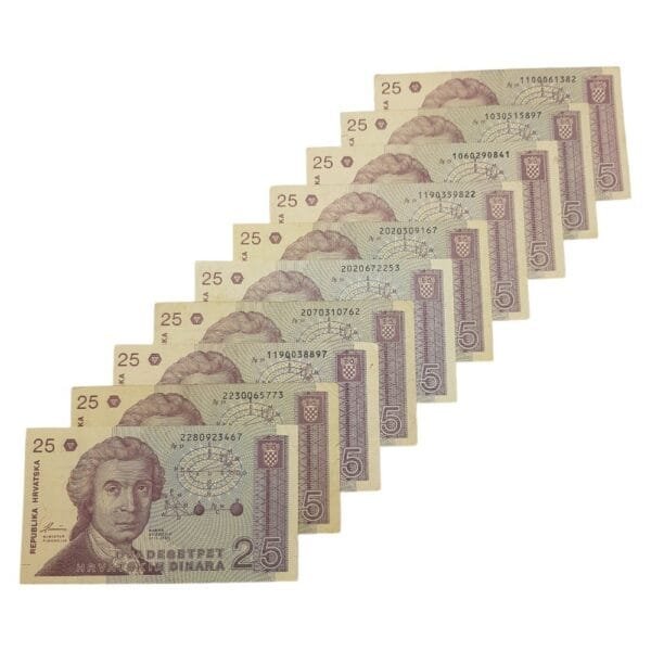 CROATIA 25 hrvatskih dinara 1991 / 10 pcs. lot / various grades