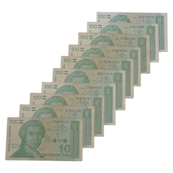 CROATIA 100 hrvatskih dinara 1991 / 10 pcs. lot / various grades