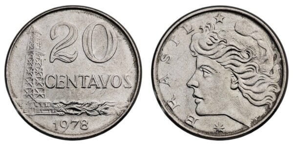 BRAZIL 20 centavos 1978 XF