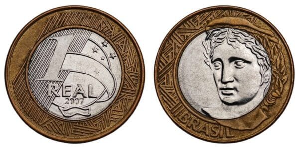 BRAZIL 1 real 2007 VF+