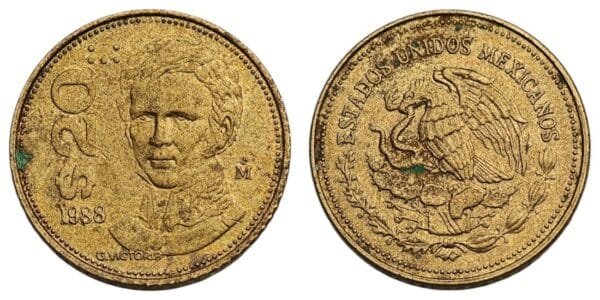 MEXICO 20 pesos 1988 VF-