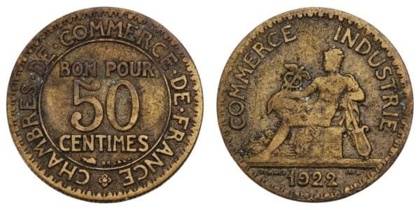 FRANCE 50 centimes 1922 / Chambres de Commerce / VF