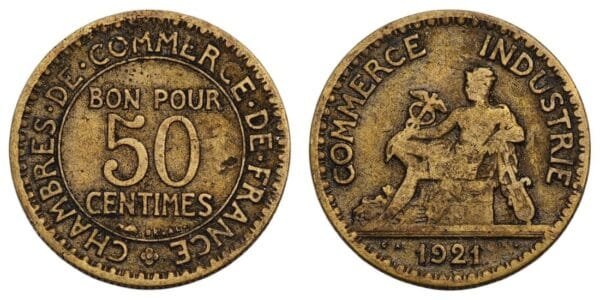 FRANCE 50 centimes 1921 / Chambres de Commerce / VF