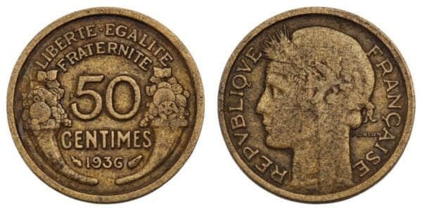 FRANCE 50 centimes 1936 VF