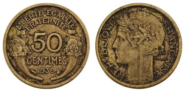 FRANCE 50 centimes 1939 VF