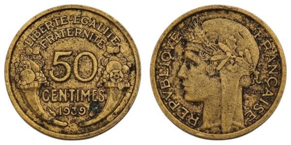 FRANCE 50 centimes 1939 VF