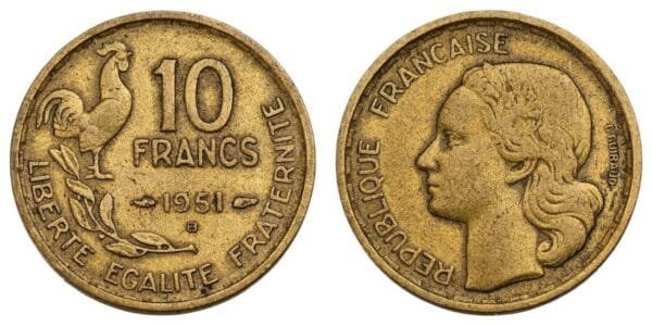 FRANCE 10 francs 1951B VF