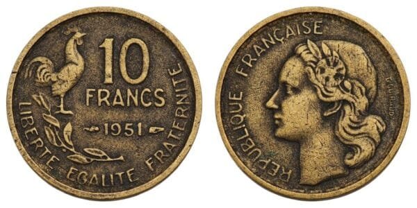 FRANCE 10 francs 1951 VF